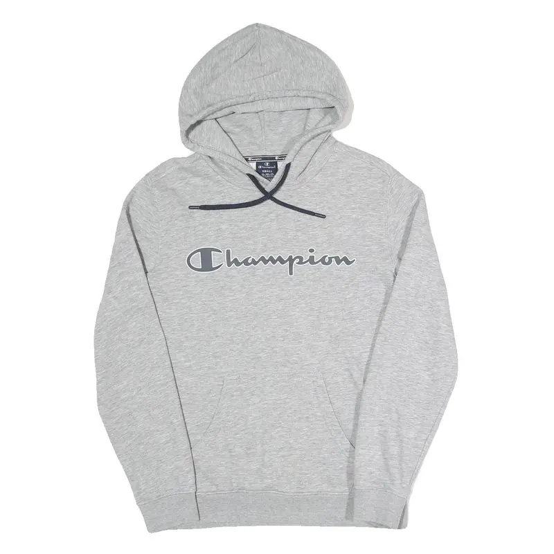 Champion Mens Grey Hoodie S Cotton Blend Pullover Sweatshirt Casual 1