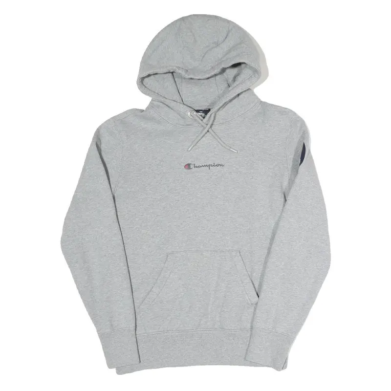 Champion Mens Grey Hoodie S Printed Logo Pullover Cotton Blend Casual 1