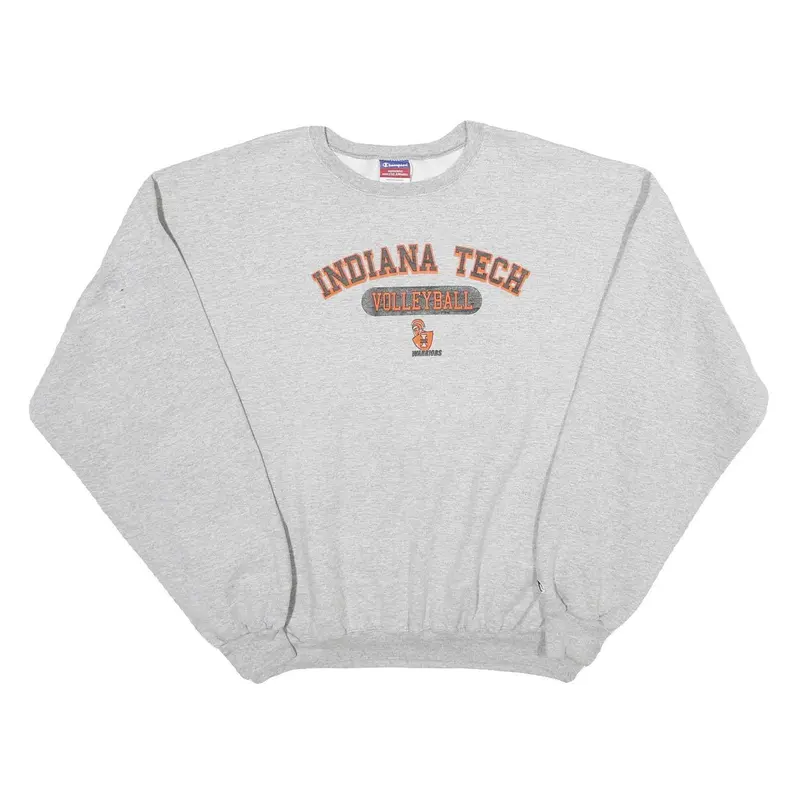 Champion Mens Grey Indiana Tech Volleyball Crew Neck Xl Sweater Casual Pullover 1