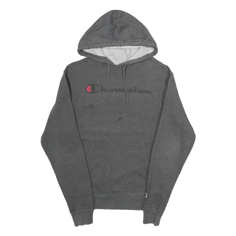 Champion Mens Grey Pullover Hoodie S Cotton Blend Drawstring 1