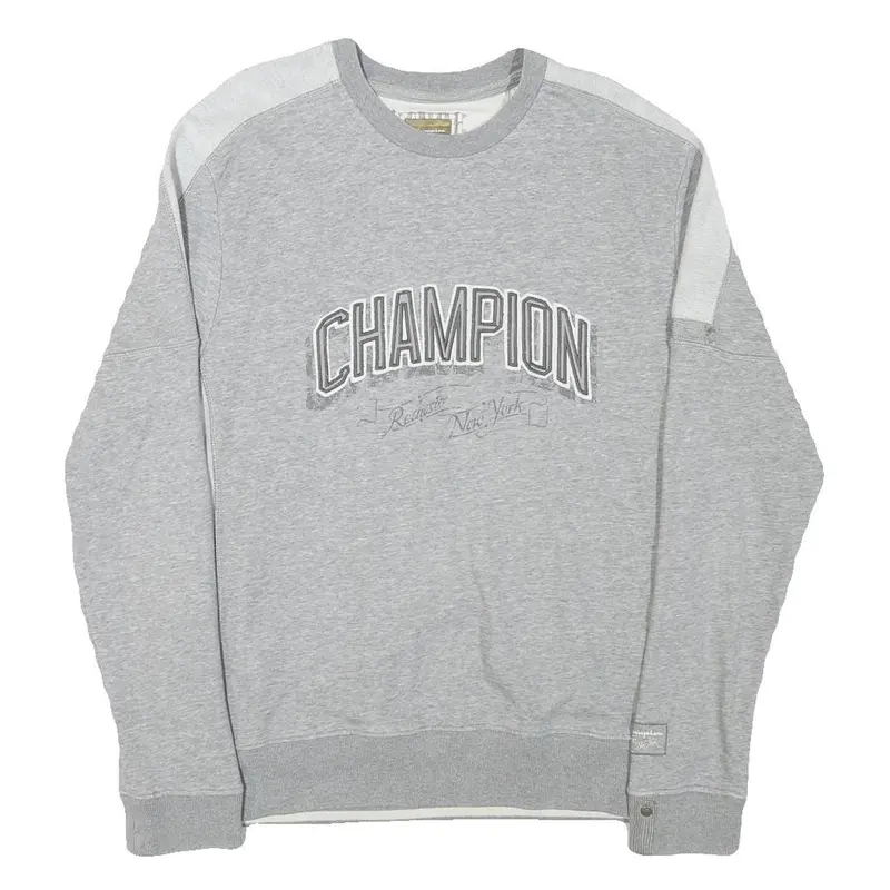 Champion Mens Grey Pullover Sweatshirt Xl Cotton Blend Crew Neck Casual 1