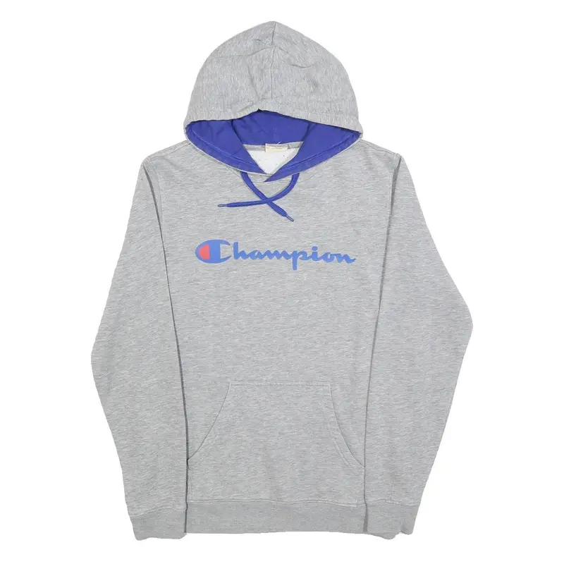 Champion Mens Grey & Purple Pullover Hoodie S Cotton Blend Casual 1