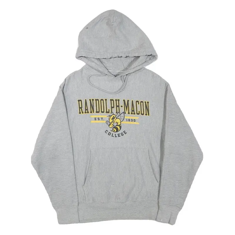 Champion Mens Grey Randolph-Macon College Pullover Hoodie S Cotton Blend 1
