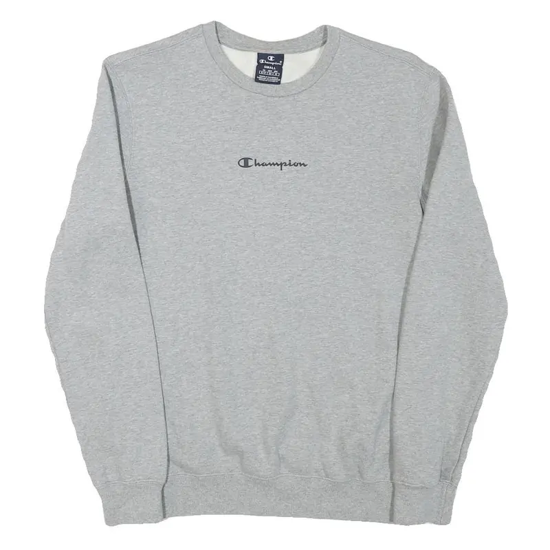 Champion Mens Grey S Crew Neck Sweatshirt Cotton Blend Logo Casual 1