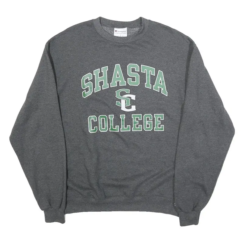Champion Mens Grey Shasta College Crew Neck L Cotton Blend Sweatshirt 1