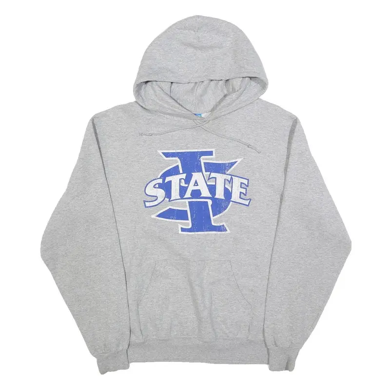 Champion Mens Grey State Logo Pullover Hoodie M Cotton Blend Casual 1