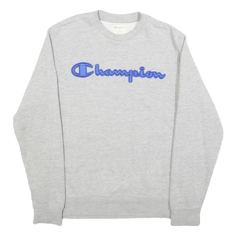 Champion Mens Grey Sweatshirt Crew Neck S Casual Logo Pullover Cotton Blend 1