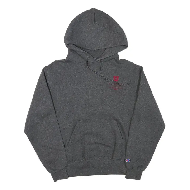 Champion Mens Grey University Logo Pullover Hoodie S Cotton Blend Comfortable 1