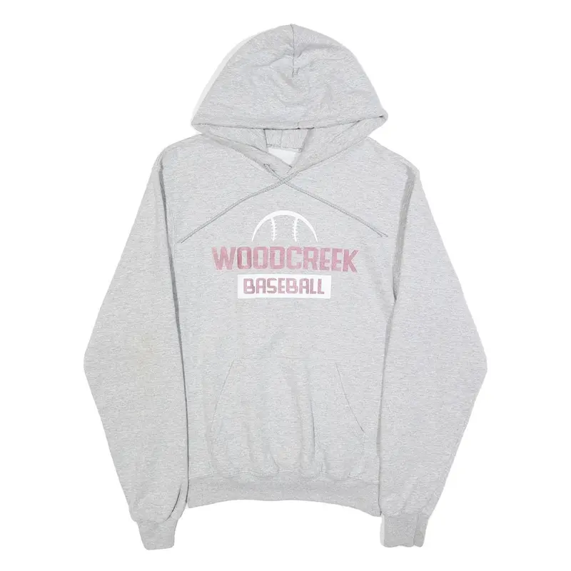 Champion Mens Grey Woodcreek Baseball Pullover Hoodie S Cotton Blend 1