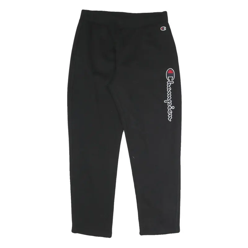 Champion Mens Joggers Black Cotton Blend Regular Tapered M W31 L28 Embroidered 1