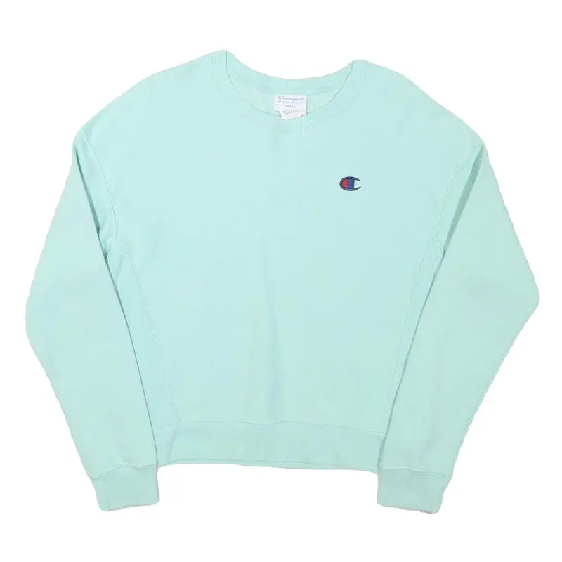 Champion Mens Light Blue Crew Neck S Cotton Blend Pullover Sweatshirt 1