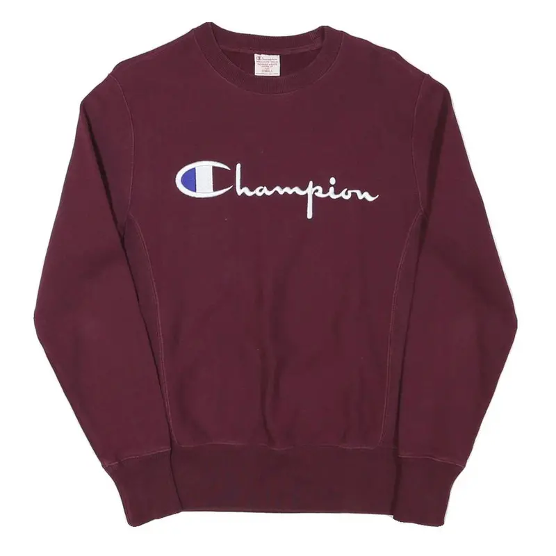 Champion Mens Maroon Crew Neck S Cotton Blend Pullover Sweatshirt 1