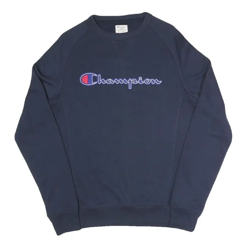 Champion Mens Navy Blue Cotton Blend Sweatshirt S Crew Neck Pullover Casual 1