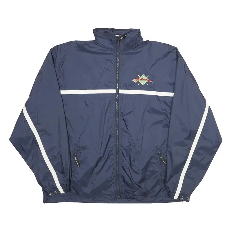 Champion Mens Navy Blue Jacket Xl Polyester Plain Zip Up Sportswear Logo 1