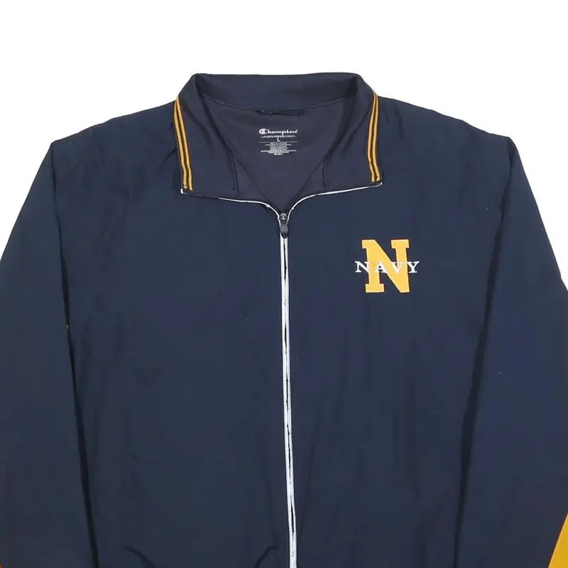 Champion Mens Navy & Yellow Zip Jacket L Polyester Blend Navy Print Sportswear 2