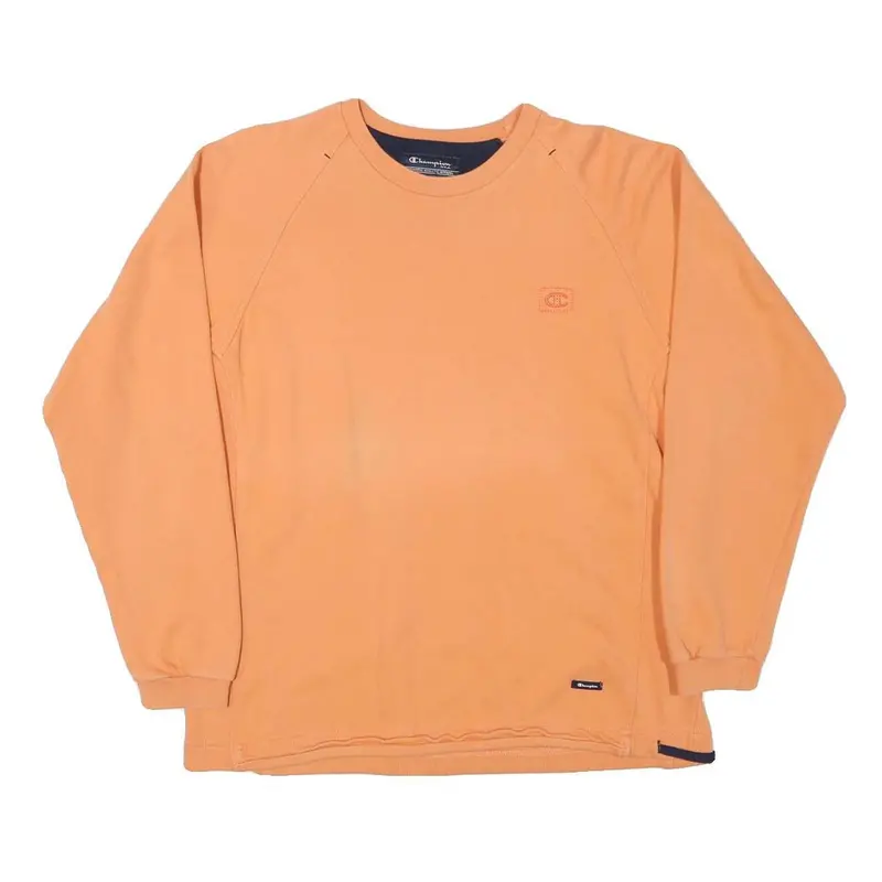 Champion Mens Orange Crew Neck S Cotton Blend Casual Sweatshirt 1