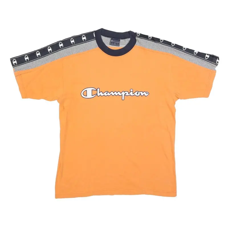 Champion Mens Orange Navy Blue Graphic T-Shirt M Short Sleeve Crew Neck Branded 1