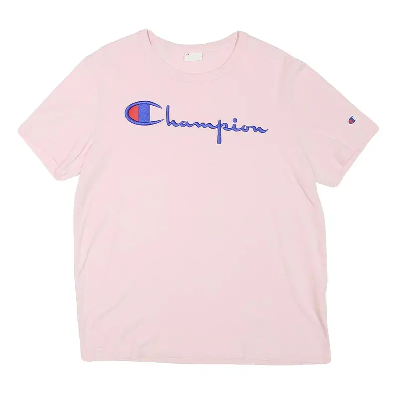 Champion Mens Pink Cotton Blend T-Shirt M Short Sleeve Crew Neck Classic Logo 1