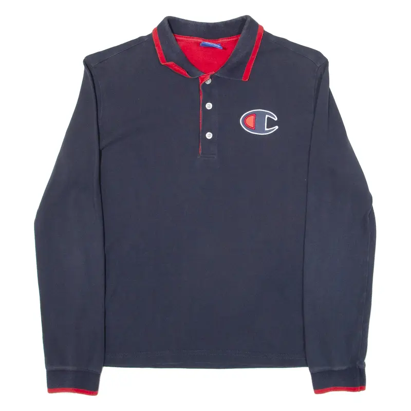 Champion Mens Polo Shirt Blue Long Sleeve Xs 1