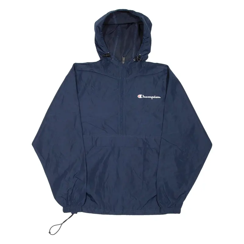 Champion Mens Pullover Jacket Blue Hooded S 1