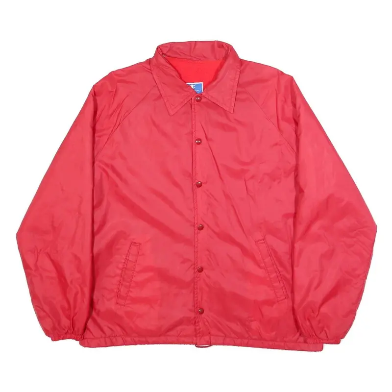 Champion Mens Red Button Synthetic Jacket L Plain Lightweight Retro Track Team 1
