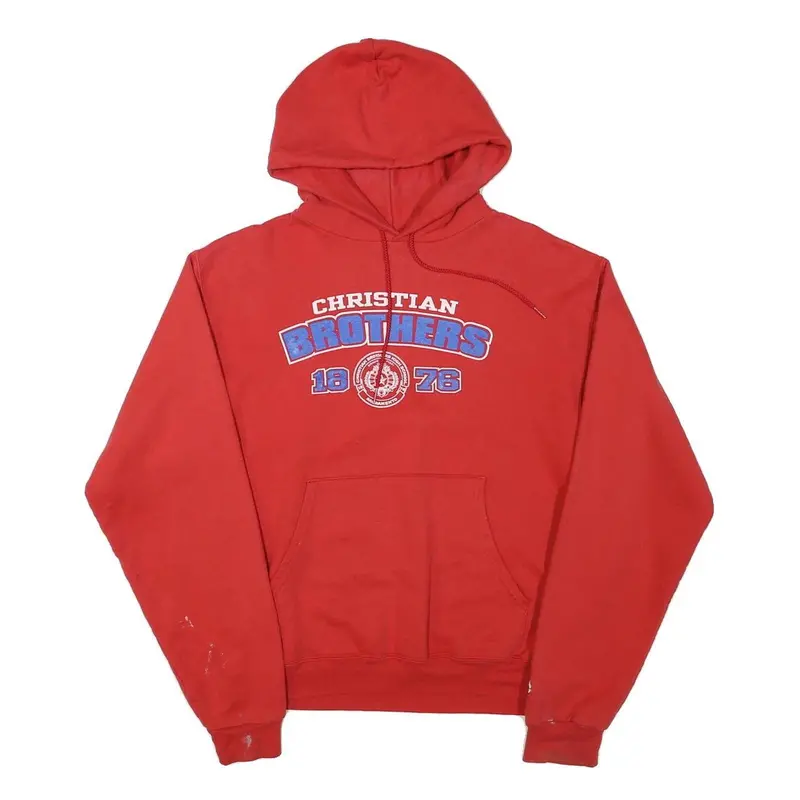 Champion Mens Red Christian Brothers Pullover Hoodie S College Graphic 1