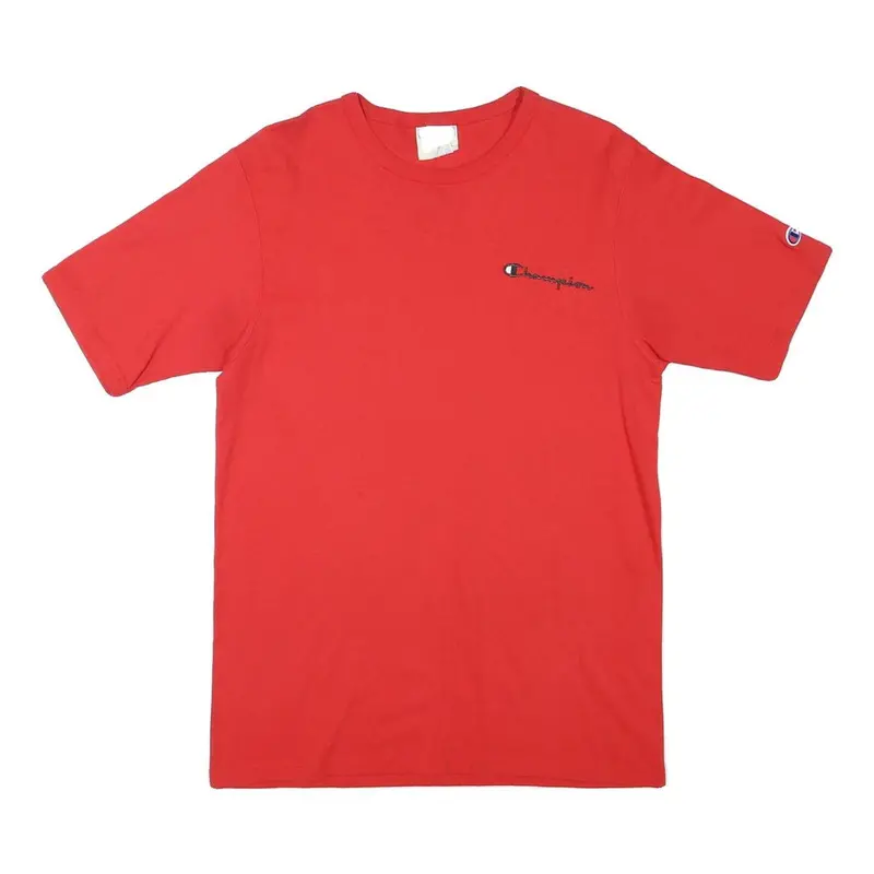 Champion Mens Red Classic T-Shirt M Short Sleeve Crew Neck Logo Embroidered 1