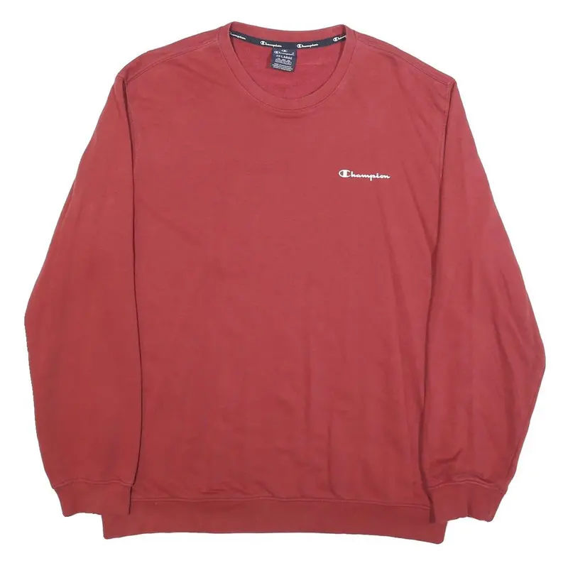 Champion Mens Red Crew Neck 2Xl Sweatshirt Cotton Blend Classic Logo 1