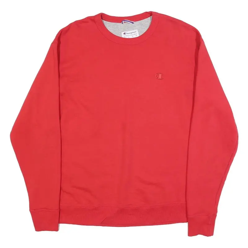 Champion Mens Red Crew Neck L Cotton Blend Pullover Sweatshirt Classic Fit 1