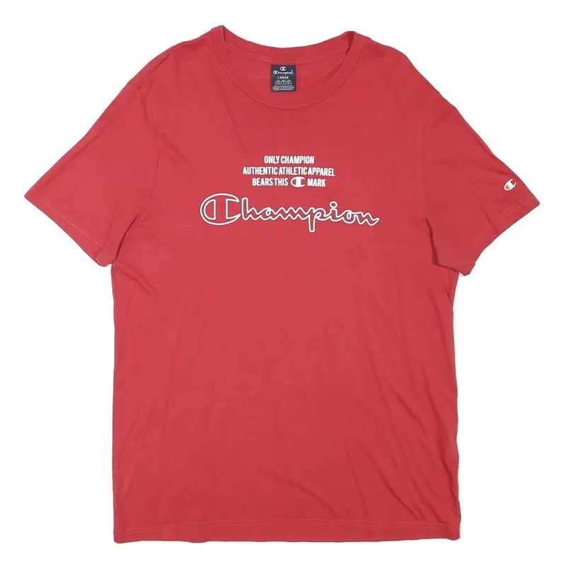 Champion Mens Red Graphic T-Shirt L Short Sleeve Crew Neck Authentic Athletic 1