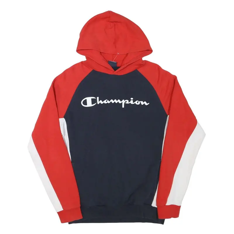 Champion Mens Red & Navy Colourblock Pullover Hoodie M Sportswear Sweatshirt 1
