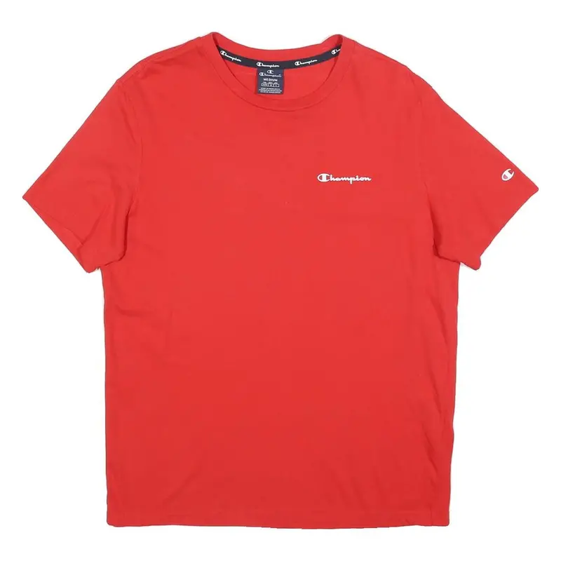 Champion Mens Red Plain T-Shirt M Short Sleeve Crew Neck Cotton Blend 1
