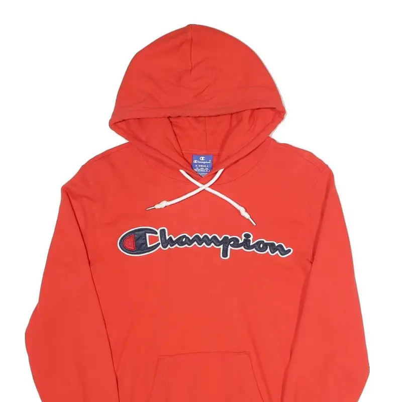 Champion Mens Red Pullover Hoodie Xs Cotton Blend Logo Sweatshirt Casual 2