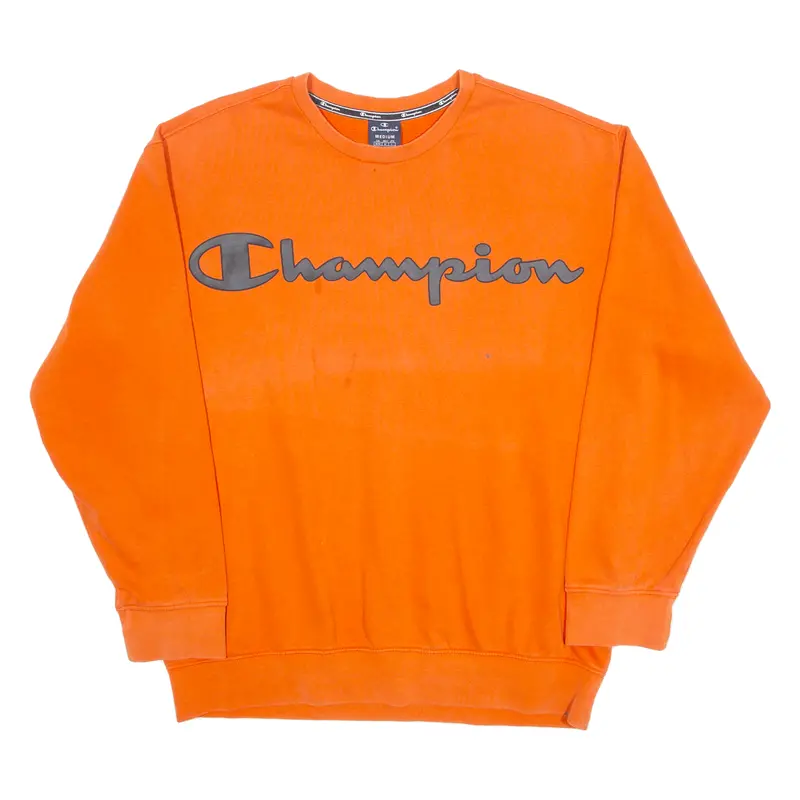 Champion Mens Sweatshirt Orange Crew Neck M 1