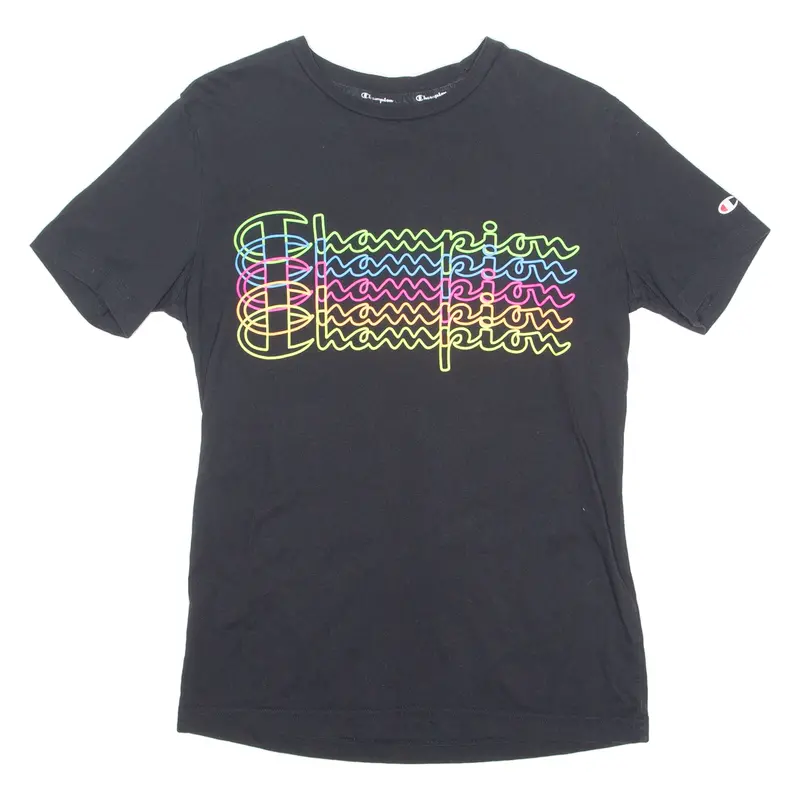 Champion Mens T-Shirt Black Crew Neck Xs 1