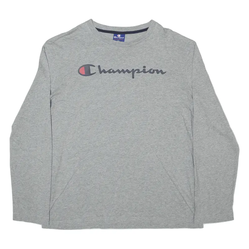 Champion Mens T-Shirt Grey Long Sleeve S 1