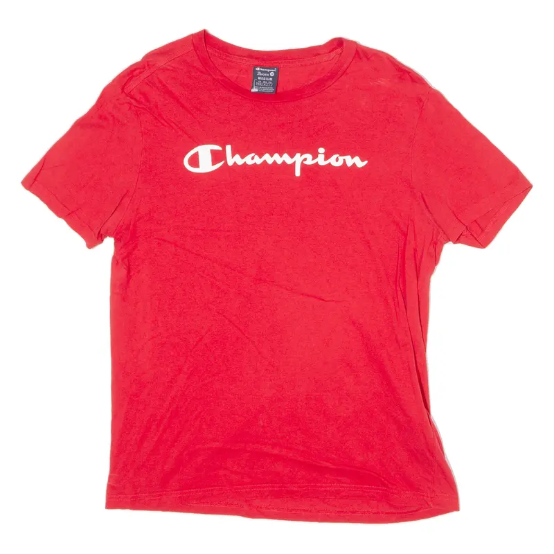 Champion Mens T-Shirt Red Crew Neck M 1