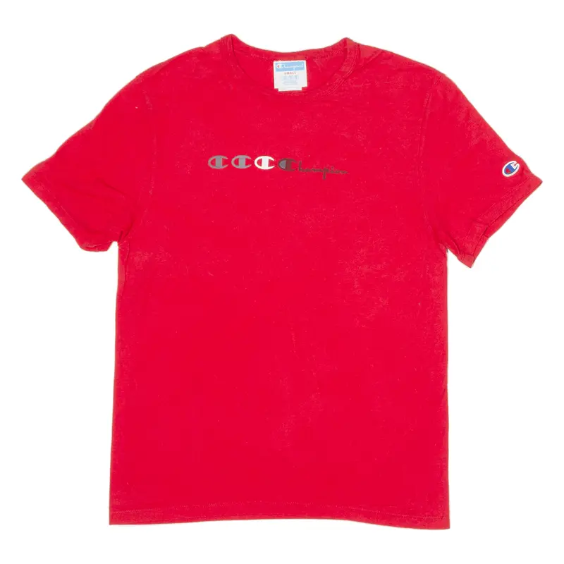 Champion Mens T-Shirt Red Crew Neck S 1