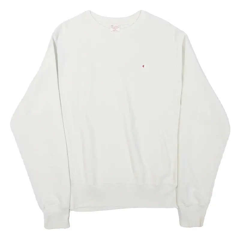 Champion Mens White Crew Neck S Sweatshirt Cotton Blend Casual Pullover 1