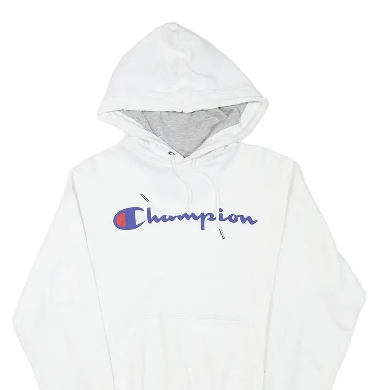 Champion Mens White Hoodie Xs Cotton Blend Pullover Drawstring Hood Casual 2