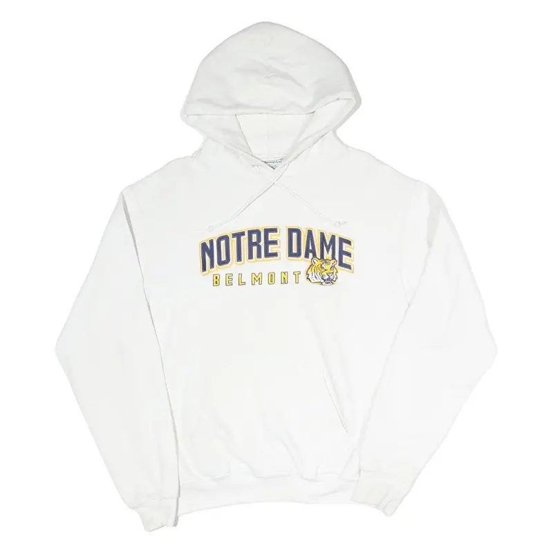 Champion Mens White Notre Dame Belmont Hoodie M Cotton Blend Casual Hooded 1