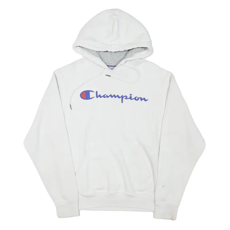 Champion Mens White Pullover Hoodie S Cotton Blend Casual Sportswear 1