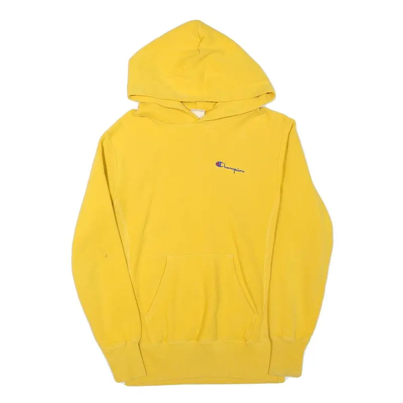 Champion Mens Yellow Hoodie S Cotton Blend Pullover Casual Sweatshirt 1