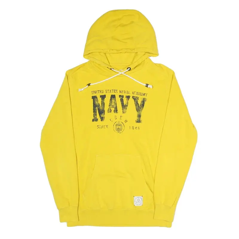 Champion Mens Yellow United States Naval Academy Navy Crew Hoodie L Cotton Blend 1