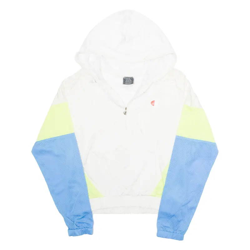 Champion Mesh Lined Womens Anorak Jacket White Nylon Hooded M 1