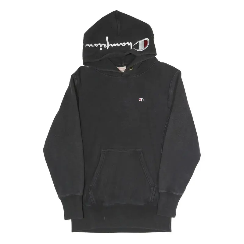 Champion Reverse Weave Mens Black Hoodie S Cotton Blend Pullover Casual 1