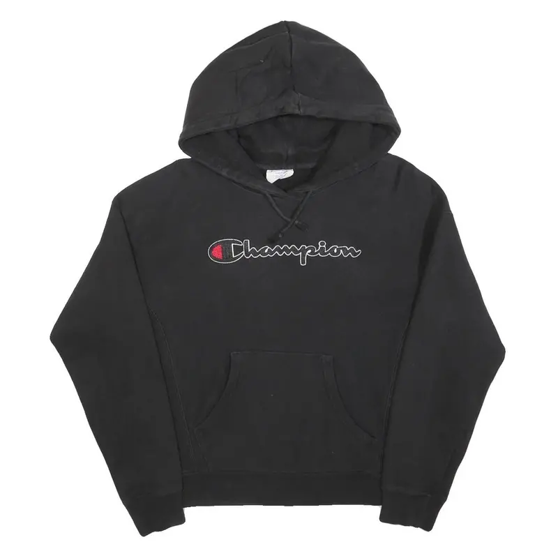 Champion Reverse Weave Mens Black Hoodie S Embroidered Logo Pullover Cotton 1