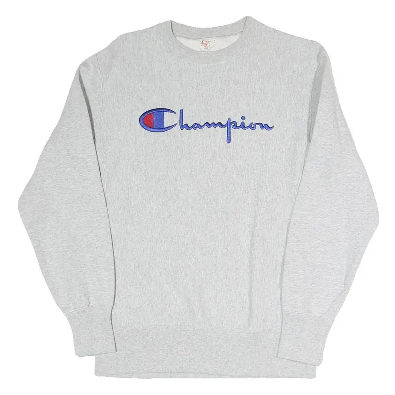 Champion Reverse Weave Mens Grey Crew Neck L Sweatshirt Cotton Blend Pullover 1