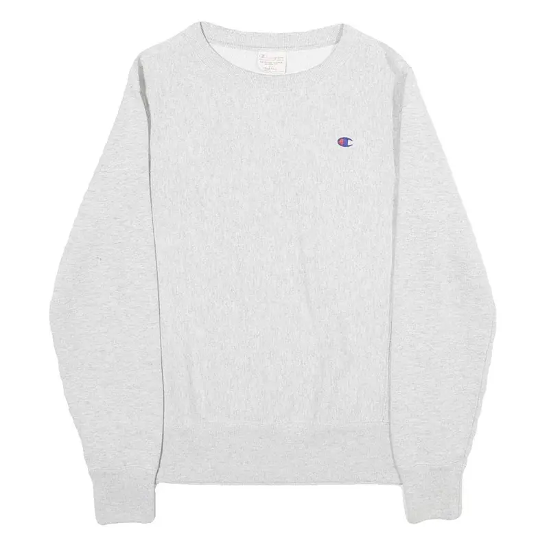 Champion Reverse Weave Mens Grey Crew Neck Sweatshirt S Classic Logo Pullover 1