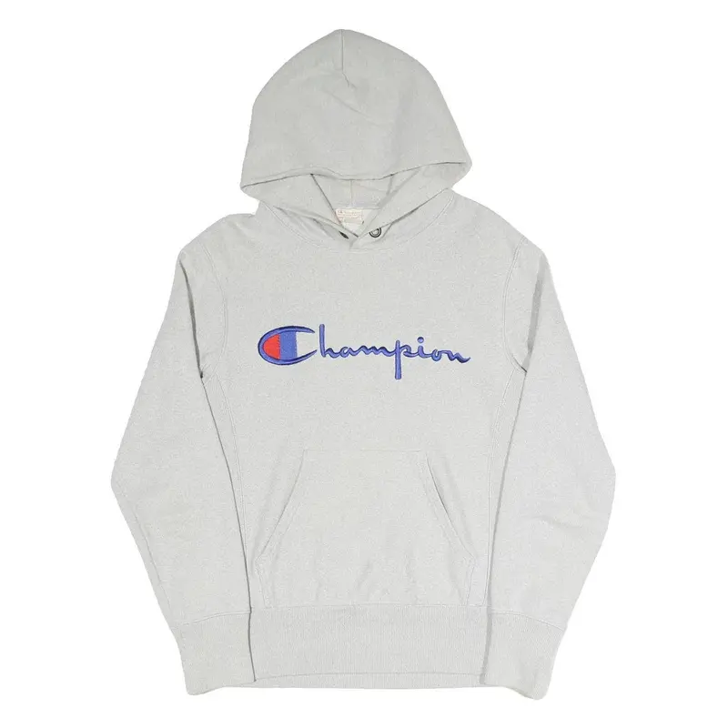 Champion Reverse Weave Mens Grey Hoodie S Classic Cotton Blend Pullover 1